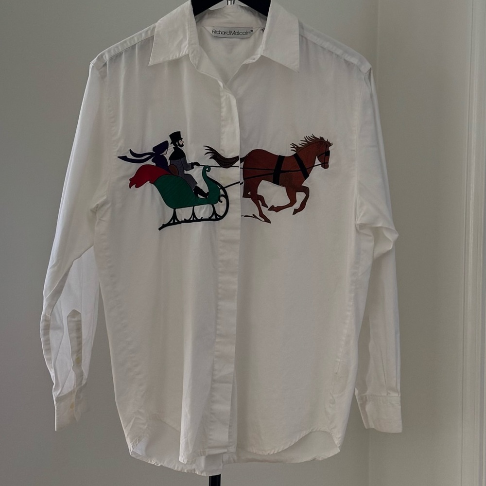 Vintage Richard Malcolm Embroidered Cotton Button Up Size 8